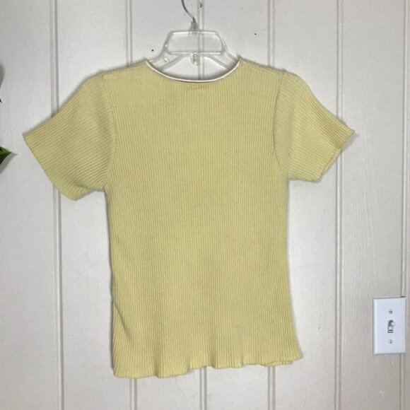 Studio C Yellow Ribbed Sweater Blouse Size Small 4 - 6 100% CottonStretch - Picture 8 of 12
